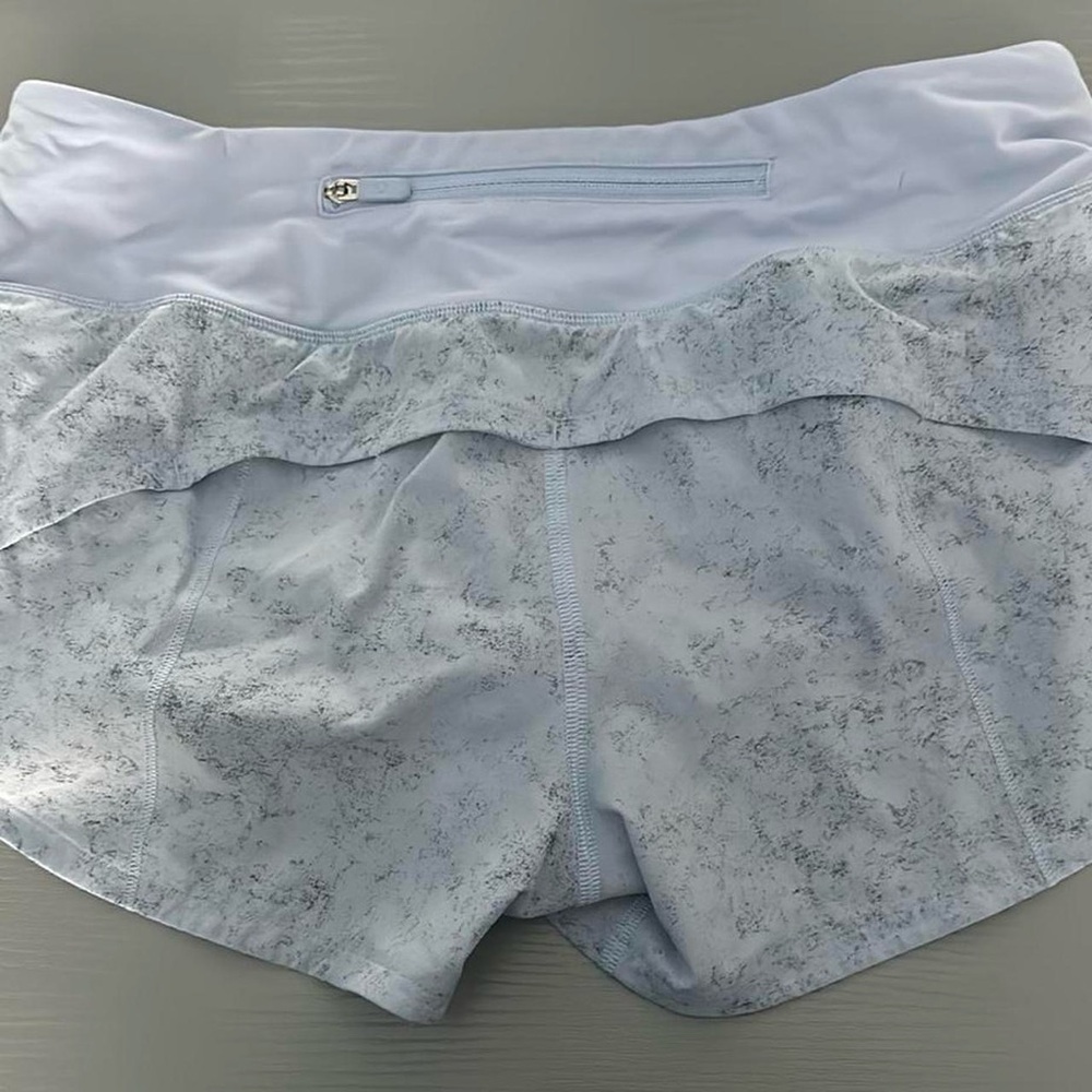 Light Blue Athletic Shorts with Wide Waistband and Moisture-Wicking Fabric